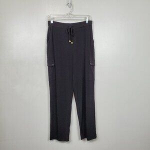 Susan Graver Women's Black Pull-On Stretchy Cargo Pocket Lounge Pants Size S